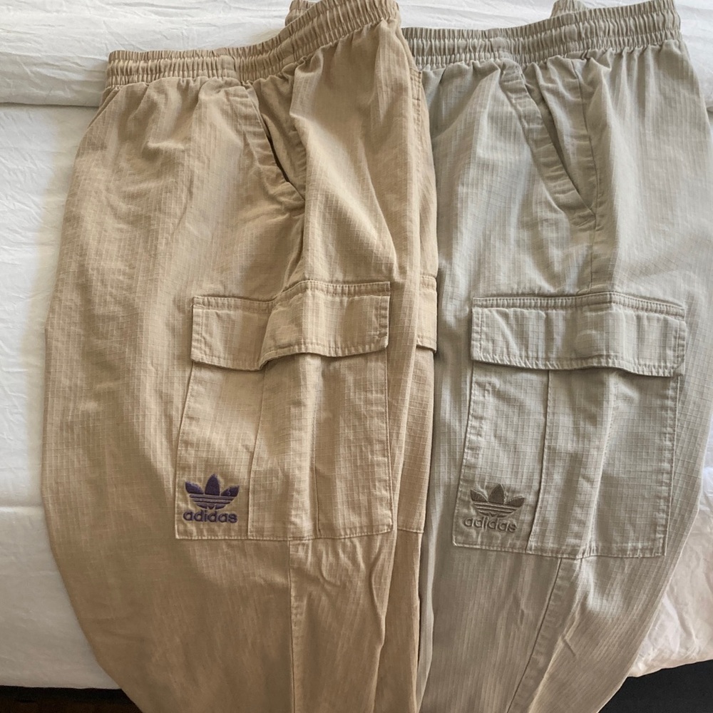 adidas Mens Enjoy Summer Cargo Pants Casual Drawstring - Tan/Beige